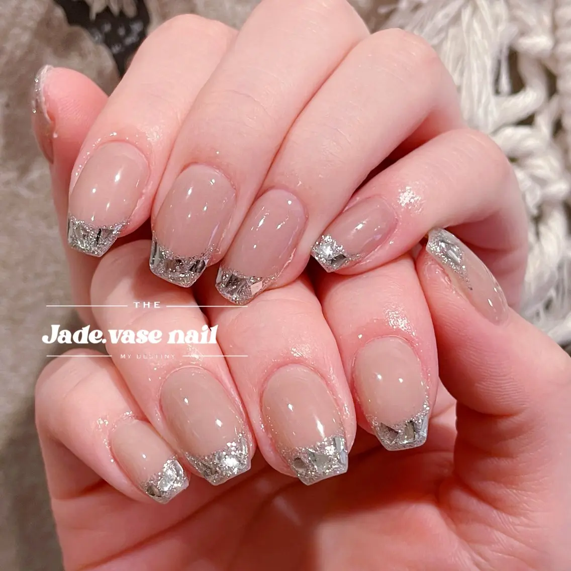 キラキラガラスフレンチ⭐︎ベースカラー込み ¥10900→￥8580の写真