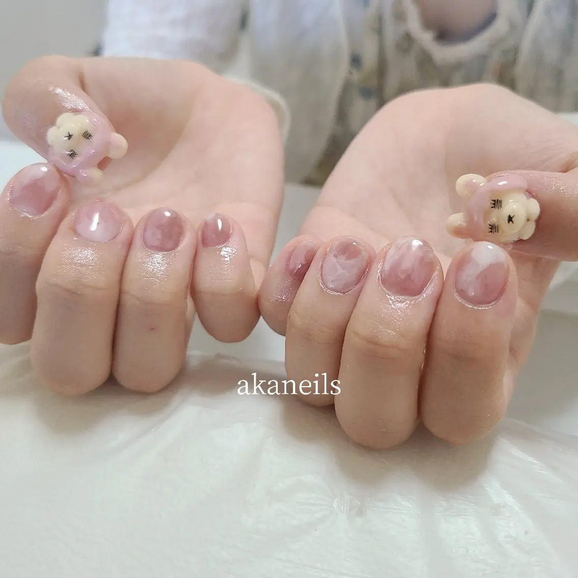 ネイル アートネイル 持ち込み ピンク ハンドネイル 【akaneils】 アカネのネイルデザイン