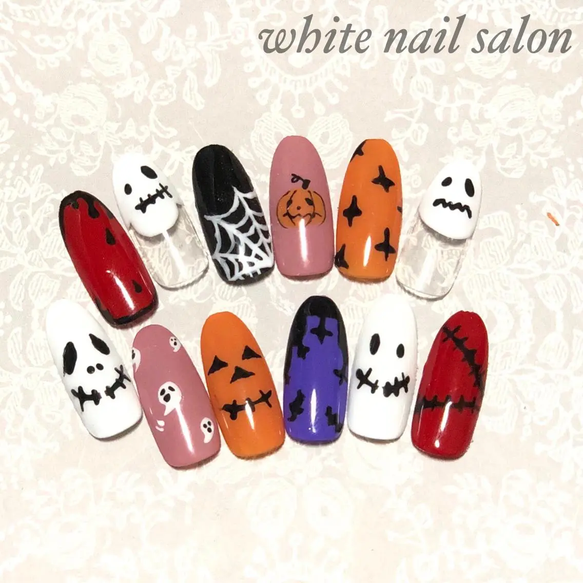 ネイル アートネイル フットネイル フレンチネイル ジェルネイル ハロウィン white nail salonのネイルデザイン