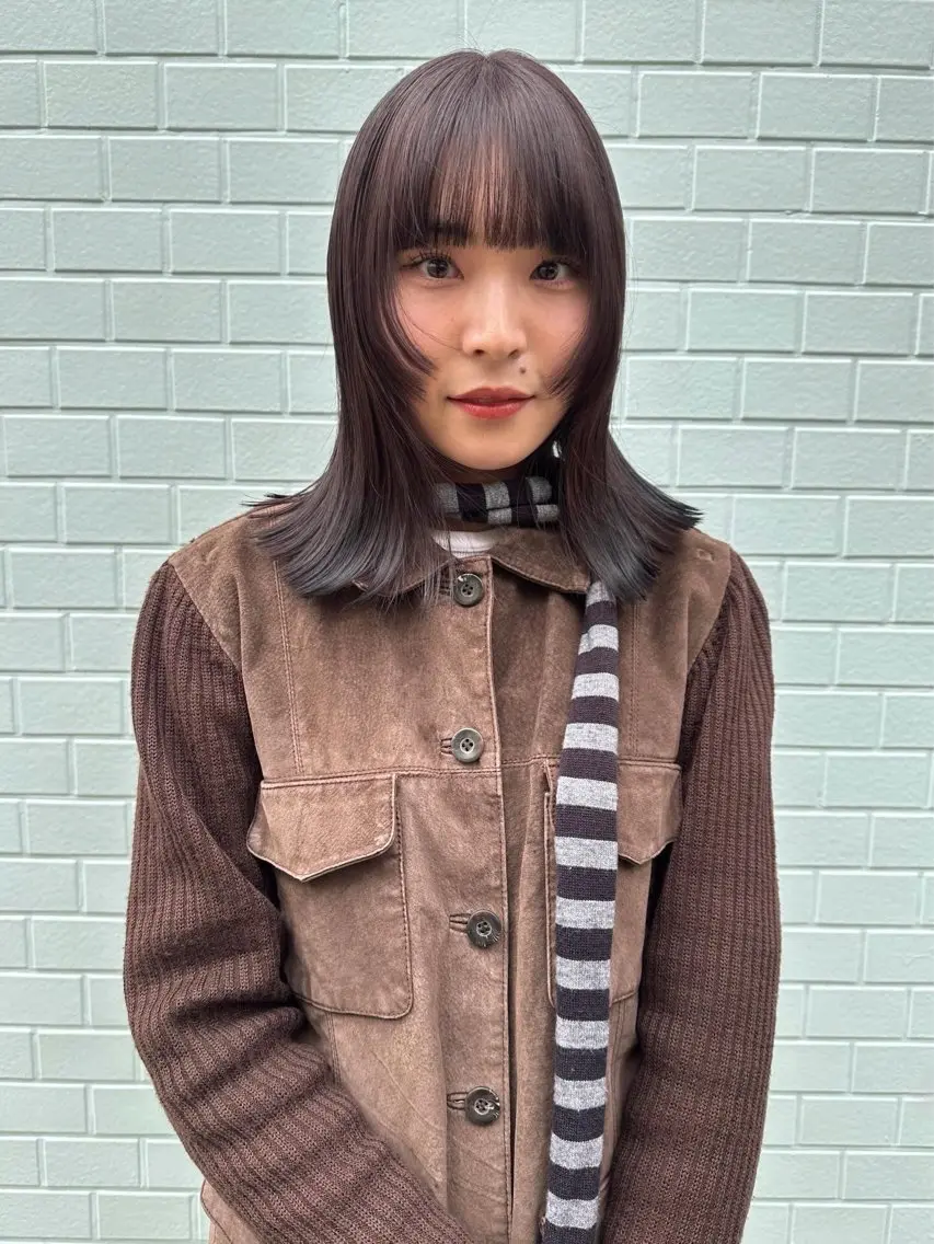 ミディアム カラー カット ヘアカラー トリートメント Manaka🟤 今泉　Musiiikのヘアスタイル
