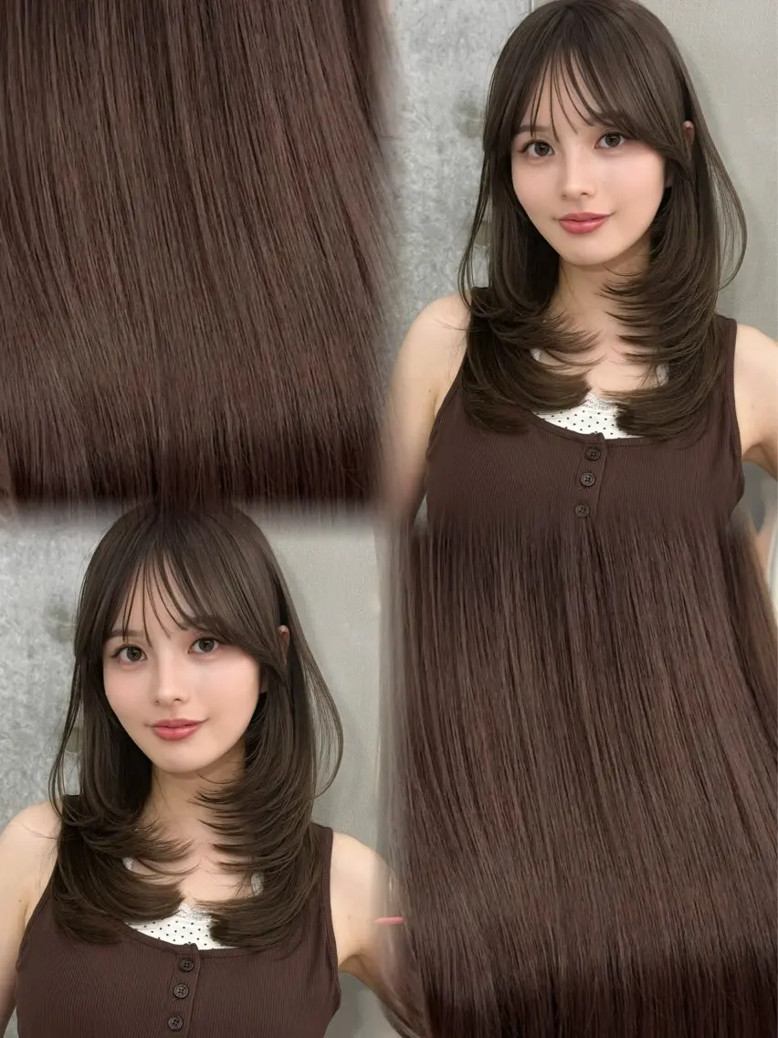 ミディアム カラー 切りっぱなしボブ ミディアムレイヤー ボブ くびれヘア ハッシュカット カット ヘアカラー トリートメント 柏崎颯刀 ボブ縮毛 ミディアムレイヤーのヘアスタイル