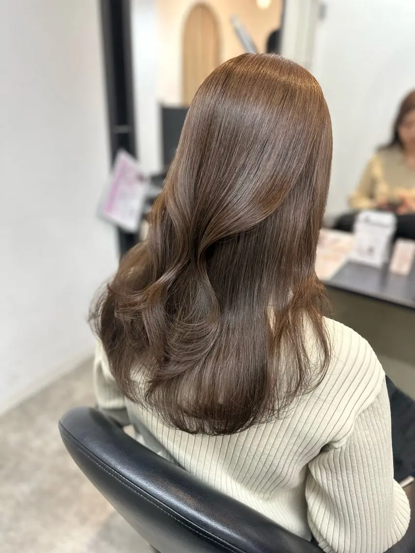 セミロング カラー ベージュカラー ヘアカラー トリートメント 韓国ヘア*.+ﾟ 伊藤美奈穂のヘアスタイル