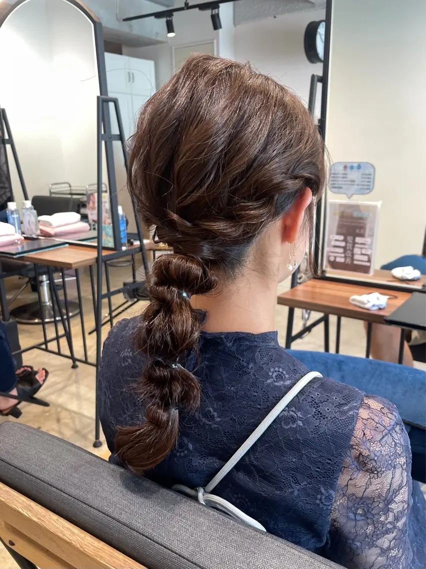 〈 お呼ばれに🥂🎀 〉ハーフアップ、編みおろしセットの写真