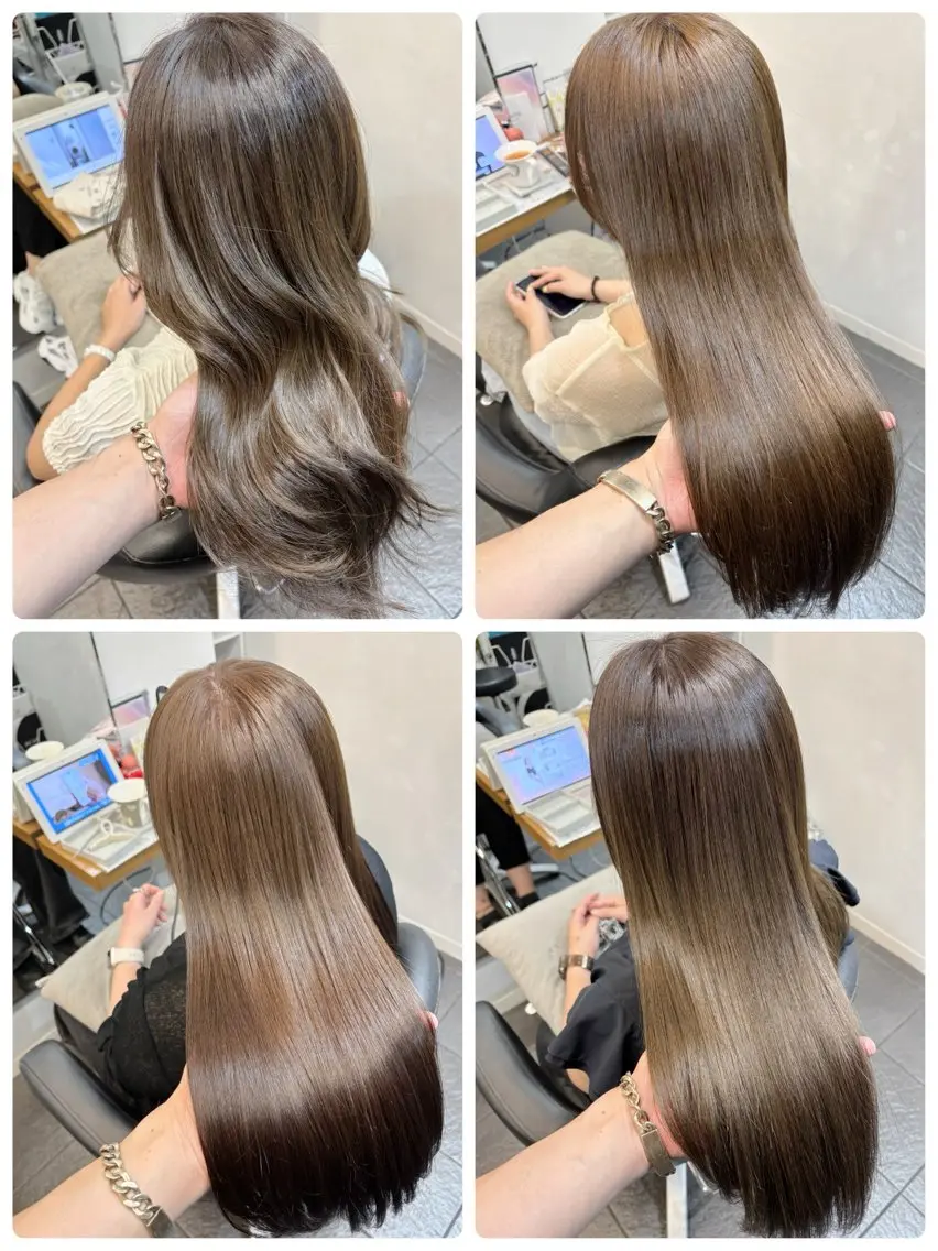 ブリーチなしヘアカラー【ヘーゼルベージュ、ヘーゼルグレージュ、シフォングレージュ】+2ステップトリートメント+炭酸スパの写真