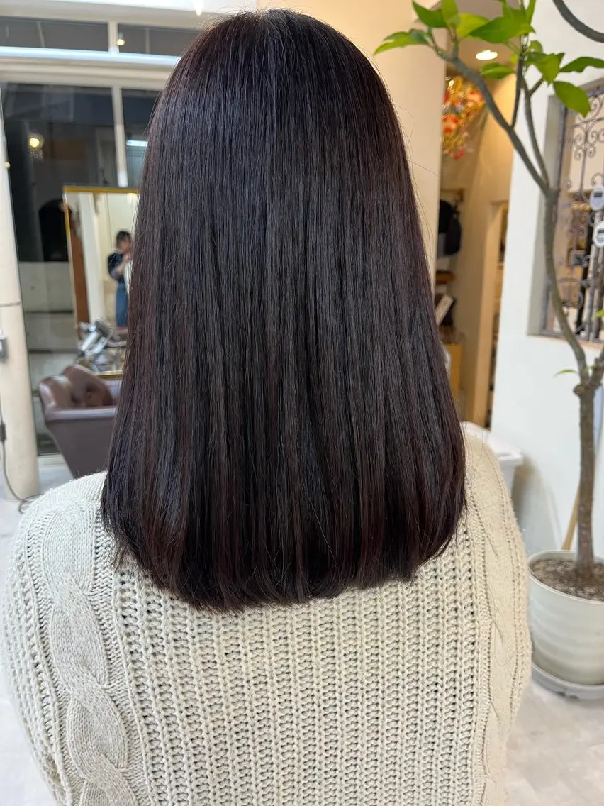 ロング ピンクブラウン ロング 岡部 夏生のヘアスタイル