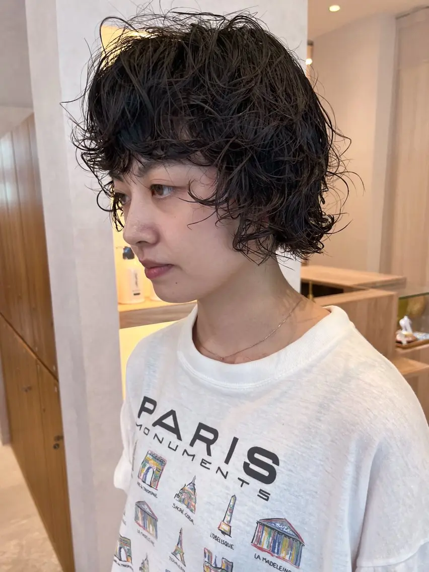ミディアム パーマ ミディアムパーマ ウルフカット 小川 光のヘアスタイル