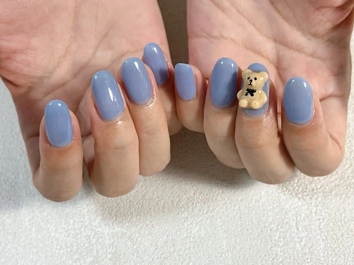 ネイル オーロラネイル ブルー フットネイル フレンチネイル ジェルネイル ハンドネイル kiki nail たまプラーザのネイルデザイン