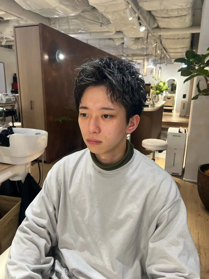 ショート パーマ メンズ カット パーマ 梅田茶屋町メンズ 専門美容師 山元一平のヘアスタイル