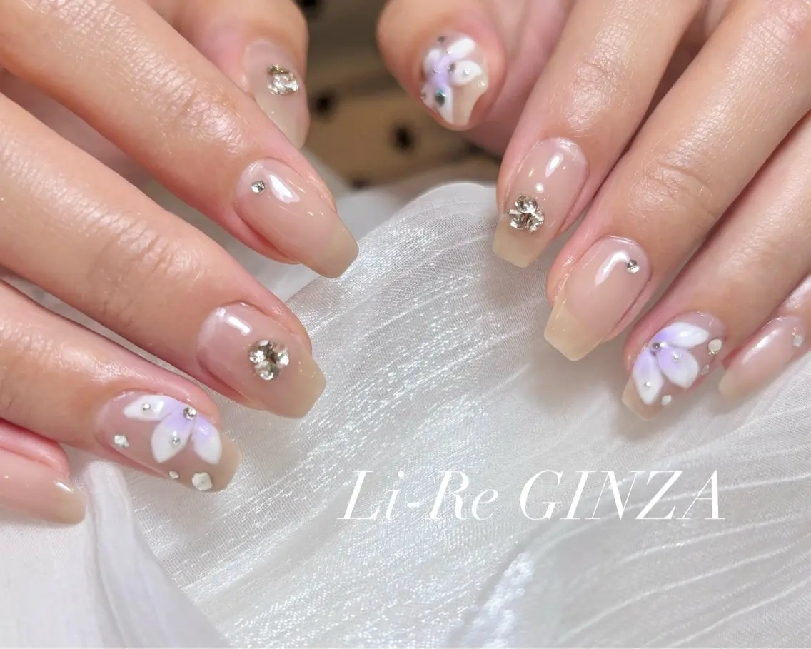 ネイル フラワーネイル ぷっくりネイル ハンドネイル Li-Re GINZAのネイルデザイン