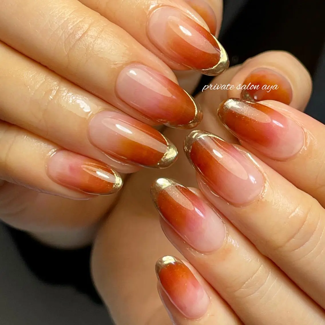 ミディアム ネイル フレンチネイル ミラーネイル richeri beautyのネイルデザイン