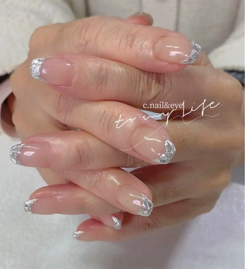 ネイル フレンチネイル ガラスフレンチ ハンドネイル C.Nail &Eyeのネイルデザイン