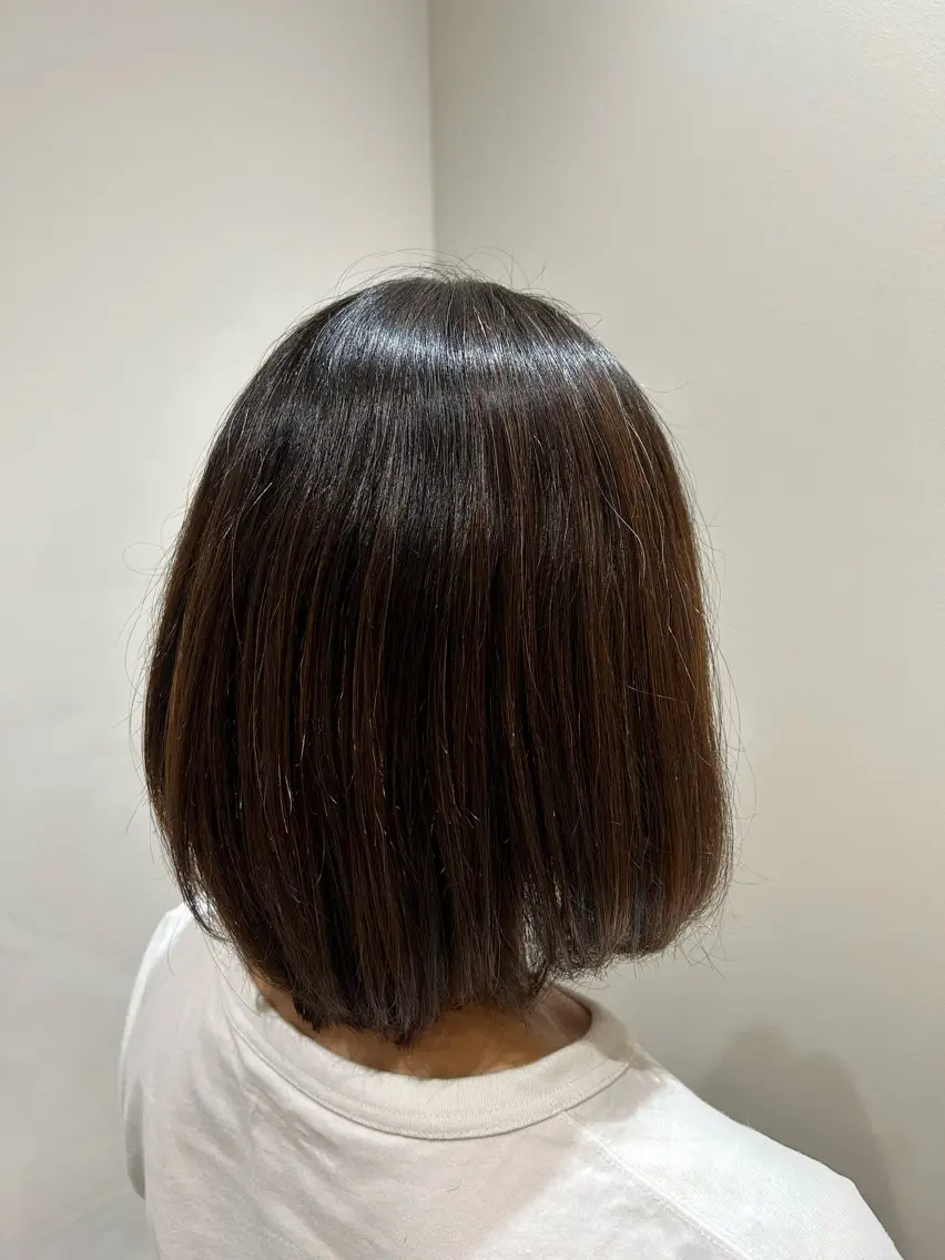 ミディアム パーマ くせ毛 トリートメント 酸熱トリートメント 染谷 菜摘のヘアスタイル