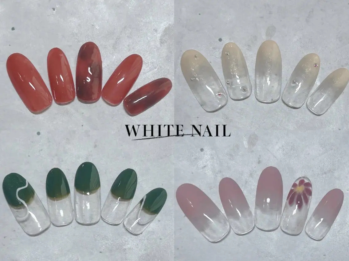 ネイル シンプルネイル ハンドネイル WHITE NAIL ホワイトネイルのネイルデザイン