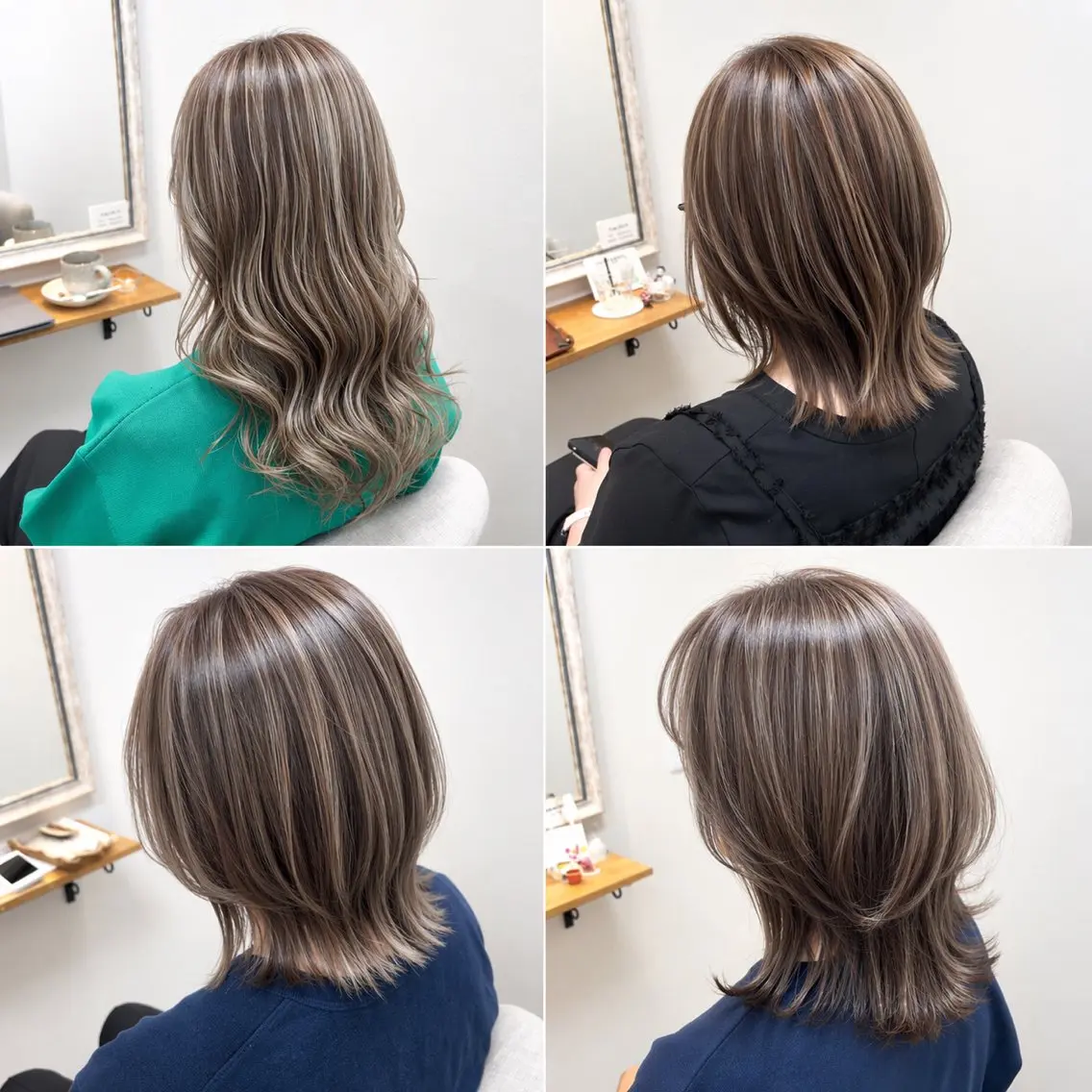 ミディアム カラー ハイライトカラー ハイライト ヘアカラー ショート/白髪ぼかし 君和田若菜のヘアスタイル