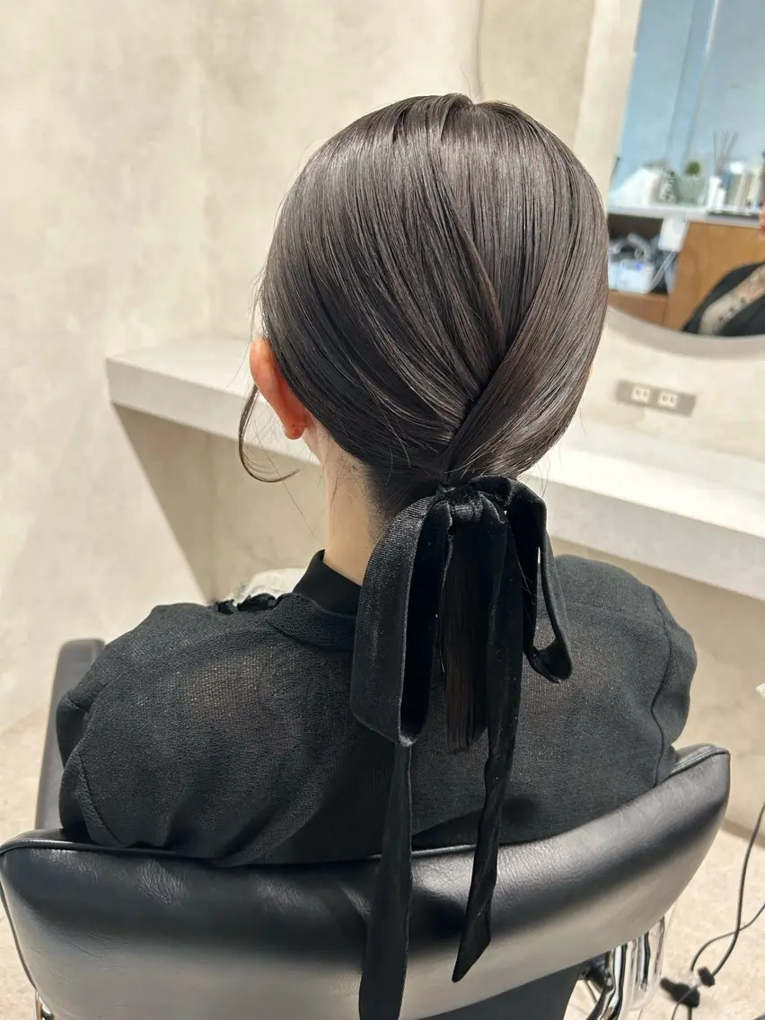 ミディアム ヘアアレンジ ヘアセット 🎀HARU/ボブ/ セット/暖色🫧のヘアスタイル