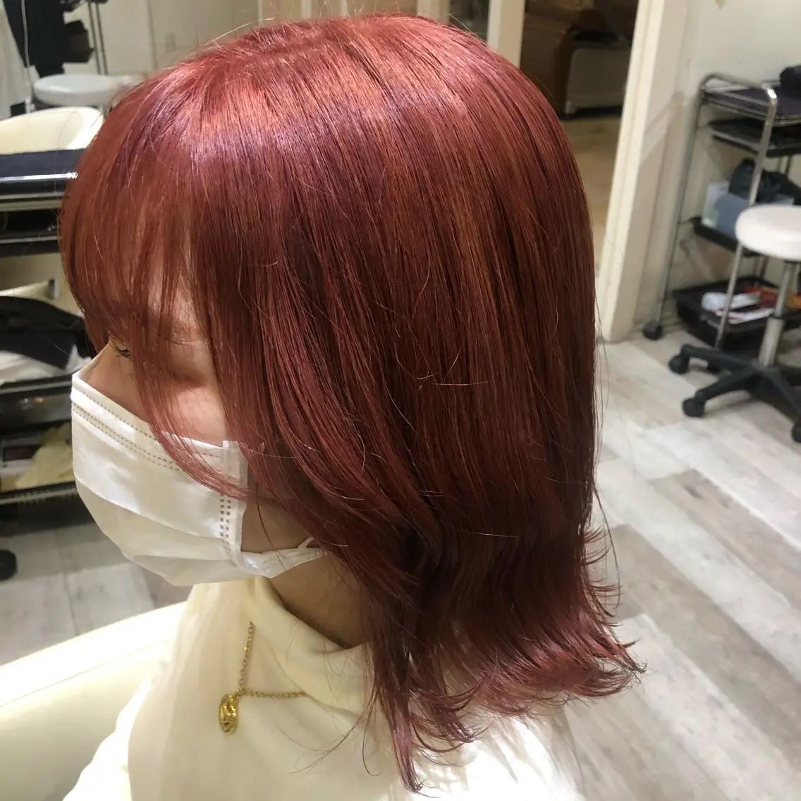 ミディアム カラー ピンクカラー カラー職人 なかもと たつひろのヘアスタイル