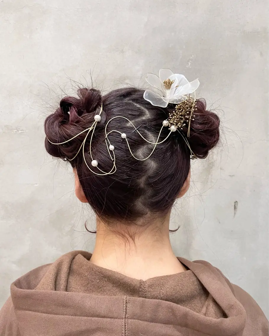 ロング ヘアアレンジ 成人式 ヘアセット 【ピンク/韓国ヘア/ ヘアセット】亜海のヘアスタイル