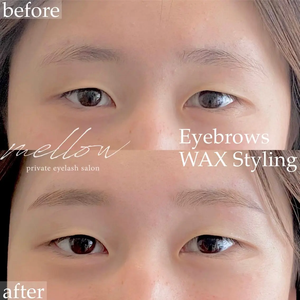 アイブロウ ワックス脱毛 眉カット mellow eyelashのマツエク・マツパデザイン