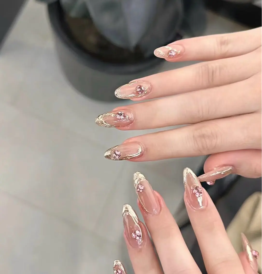 ネイル フレンチネイル ガラスフレンチ キラキラネイル 韓国ネイル ロングネイル ハンドネイル star nail salonのネイルデザイン