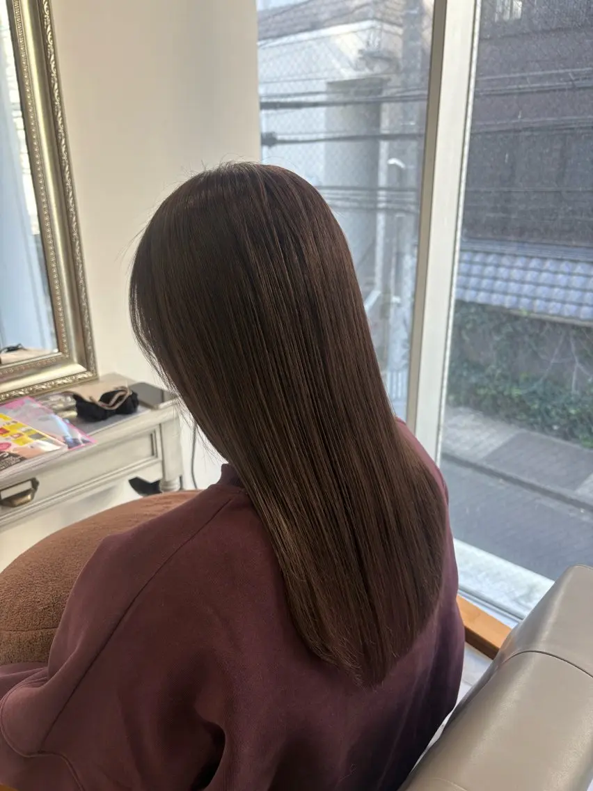 ロング カット ヘアカラー トリートメント アベ ミスズのヘアスタイル