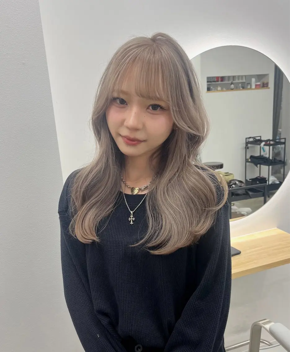 セミロング カラー ヘアカラー トリートメント ベージュ⟡˖レイヤー ˖ ࣪⊹あずきのヘアスタイル