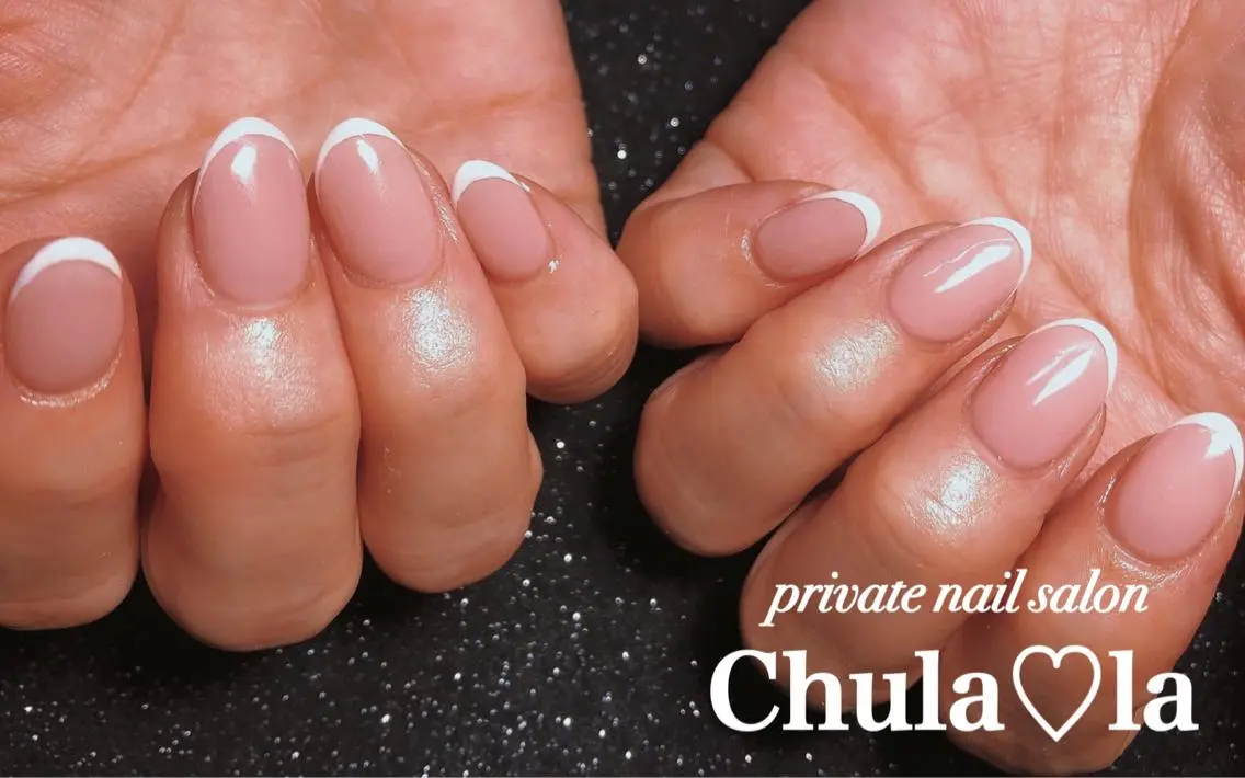 ネイル フレンチネイル 持ち込み ハンドネイル Chula♡la 豊見城市高安のネイルデザイン