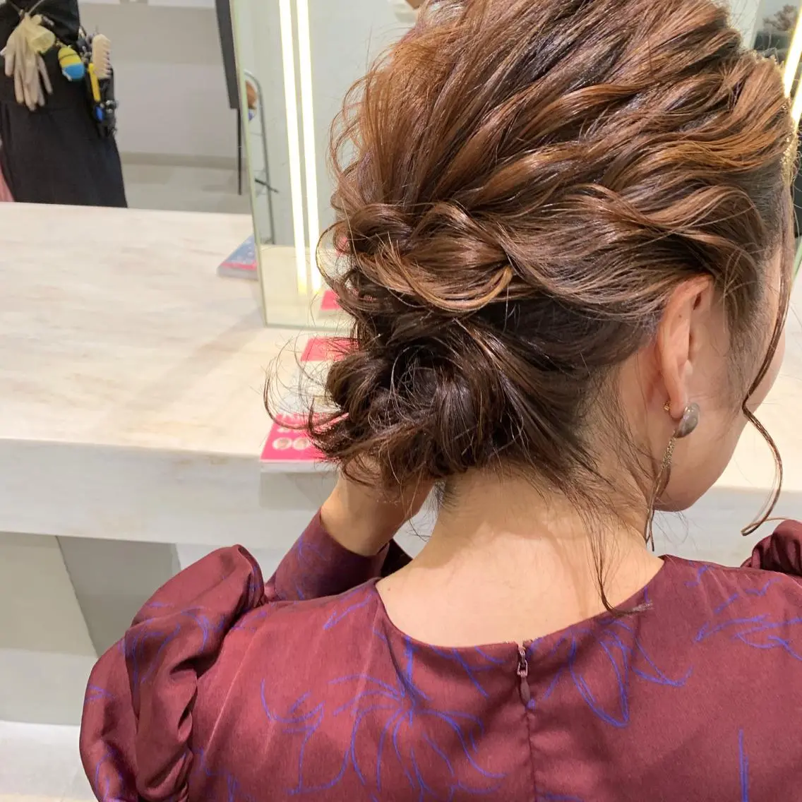 セミロング ヘアアレンジ お団子ヘア 🫧透明感カラー/ ボブ/小笠原汐海🪽のヘアスタイル