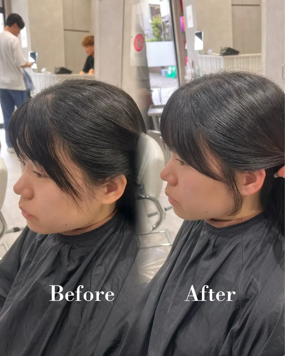 セミロング カット SAKURA 顔まわり/髪質改善のヘアスタイル