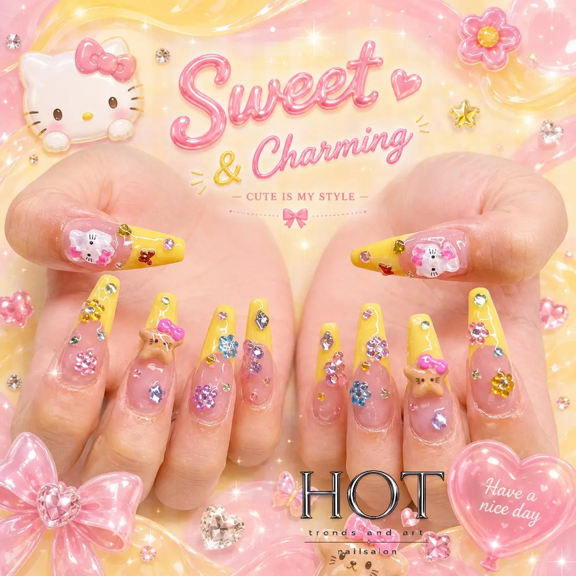 ネイル アートネイル オーロラネイル クリアネイル 長さ出し フレンチネイル ハンドネイル HOT Nail Salonのネイルデザイン