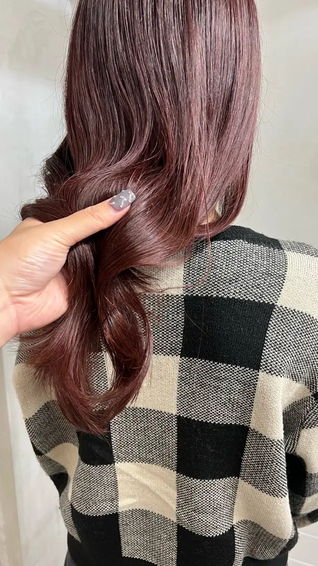 セミロング カラー ブラウンカラー ピンクカラー ピンクブラウン anon Loemのヘアスタイル