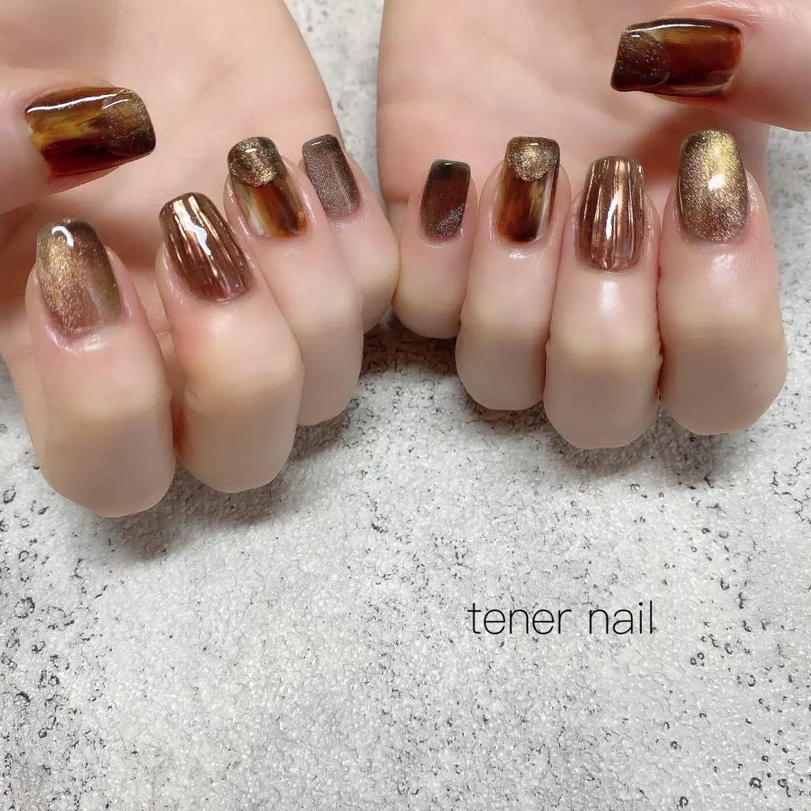 ネイル ブラウン ニュアンスネイル テネルネイル tener nailのネイルデザイン