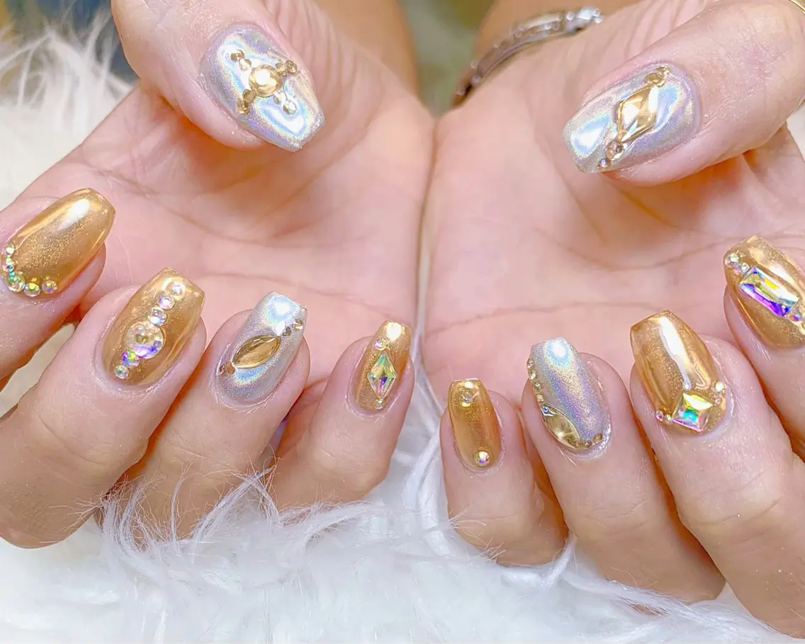 ネイル チークネイル 長さ出し フットネイル 韓国ネイル マグネットネイル ハンドネイル ハンドケア AN NAIL _HOAのネイルデザイン