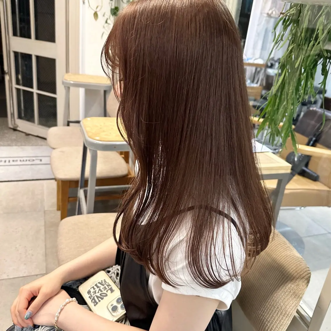 セミロング カラー ブリーチ ダブルカラー ブリーチなしカラー 縮毛矯正 ヘアカラー 縮毛/透明感カラー Mariamu🫧のヘアスタイル