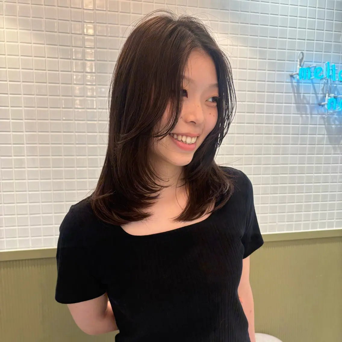 セミロング 顔周りカット レイヤーカット カット ☕️NOA / レイヤーカット🍮のヘアスタイル