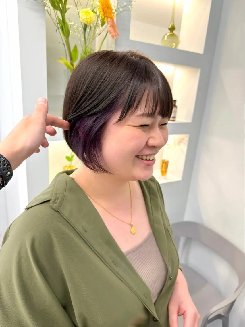 【イヤリングカラー】+カット+ハイ透明感カラー+極潤TR ￥19250の写真