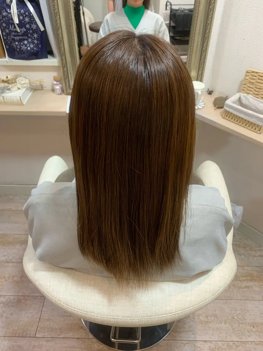 ミディアム カラー 縮毛矯正 山本 優音のヘアスタイル