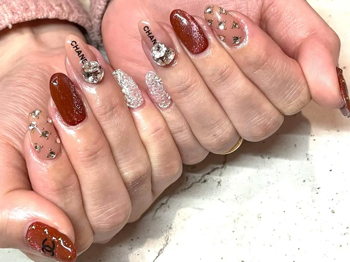 ネイル ハンドネイル 韓国/ワンホン/長さ 出しつけ放題🎀のネイルデザイン