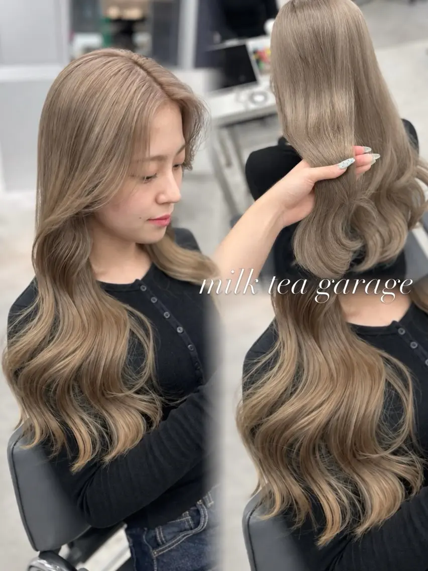 ロング カラー ヘアアレンジ ブリーチ ハイトーンカラー カット ヘアカラー 🤍韓国うる艶カラー 髪質改善YUKI🤍のヘアスタイル