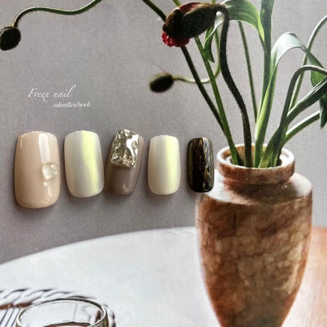 ネイル マットネイル ミラーネイル freex nail /ニュアンス/個性派のネイルデザイン