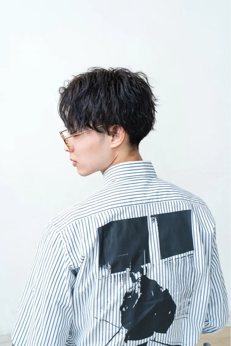 ミディアム パーマ メンズ 河津 しおりのヘアスタイル
