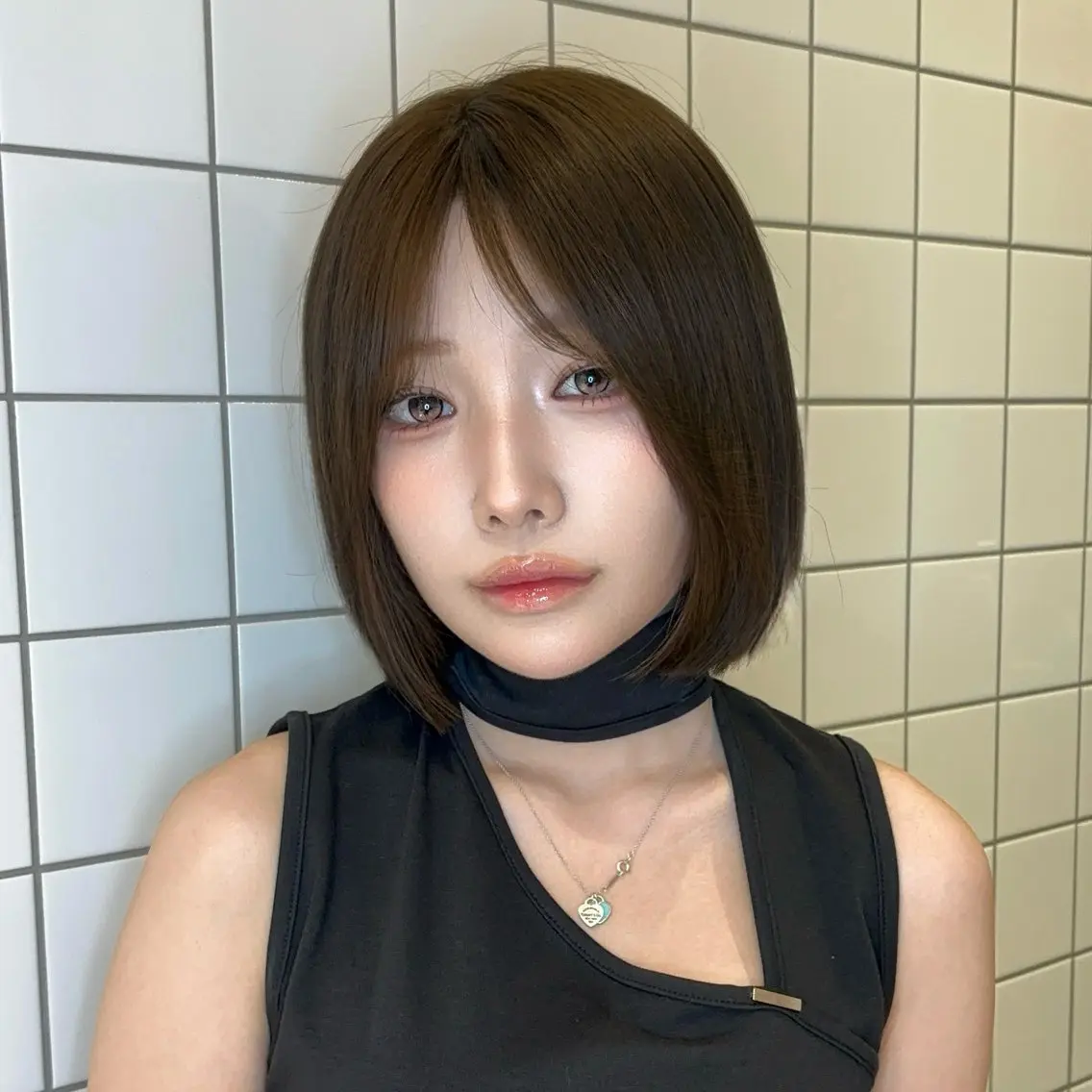ミディアム カラー ヘアアレンジ ベージュカラー 透明感カラー ボブ 韓国風ヘア ワンホンヘア カット ヘアカラー トリートメント 韓国ヘア/ロー レイヤー/Rumiのヘアスタイル