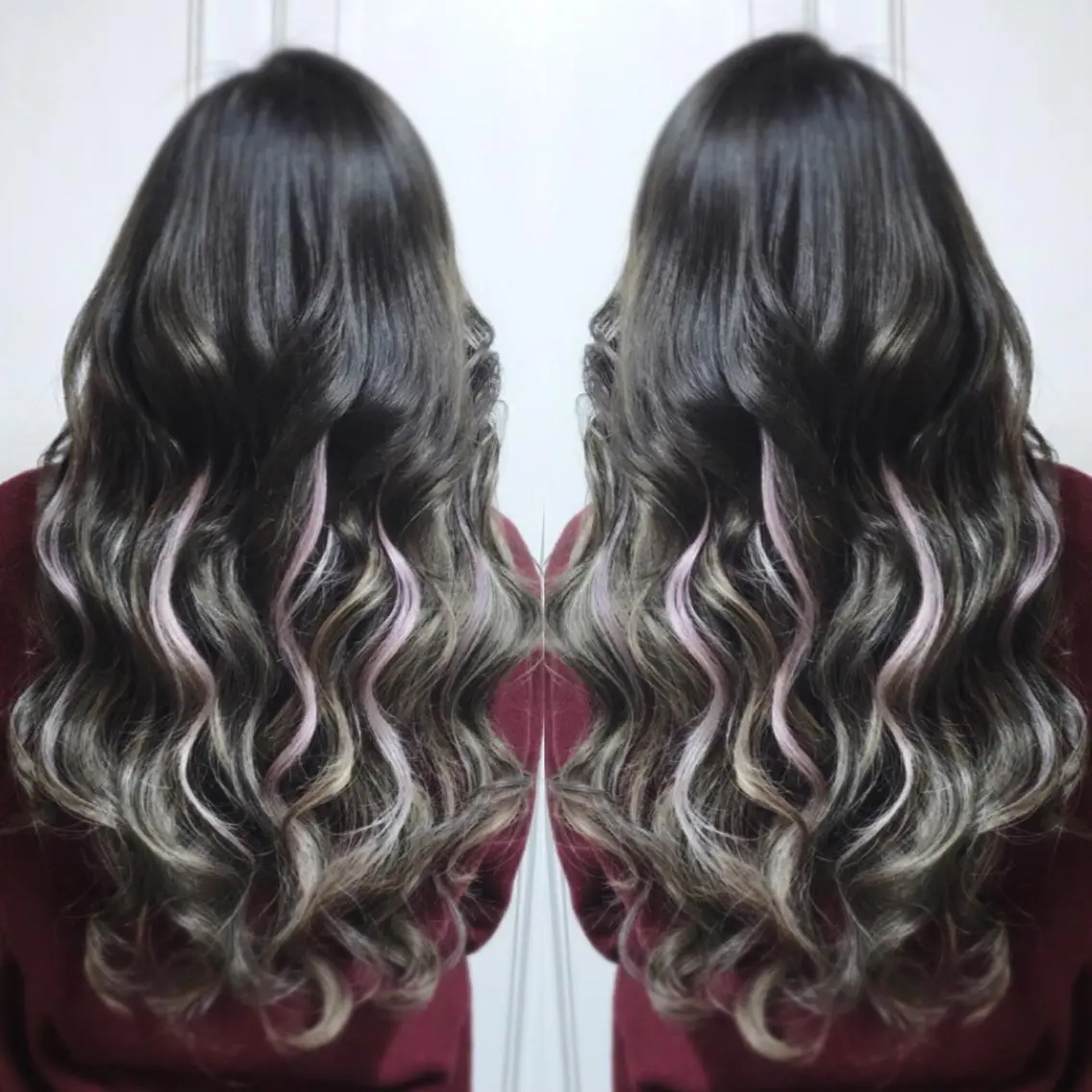 ロング カラー ブリーチ ブルーカラー ブルーグレー ブルーグレージュ グレージュ Shiho お洒落な エクステ♡ハイトーンのヘアスタイル