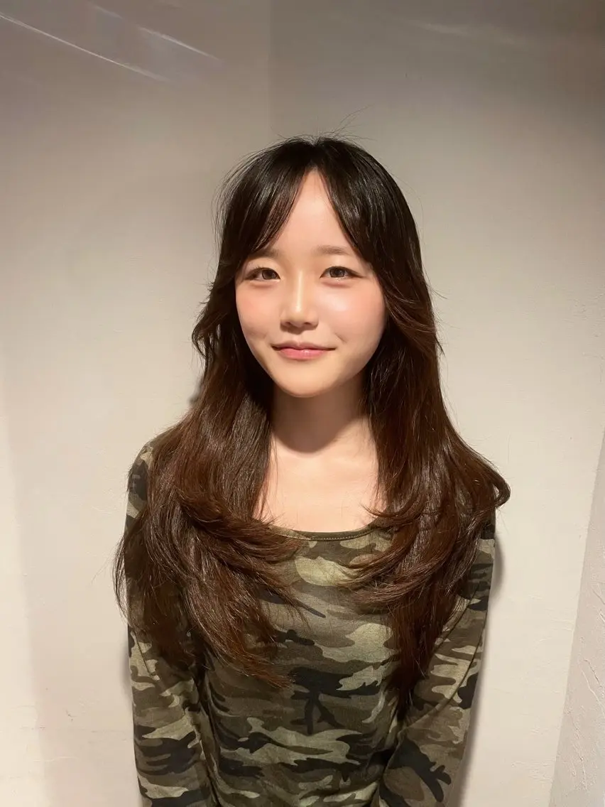 ロング レイヤーカット 深澤 帆乃のヘアスタイル