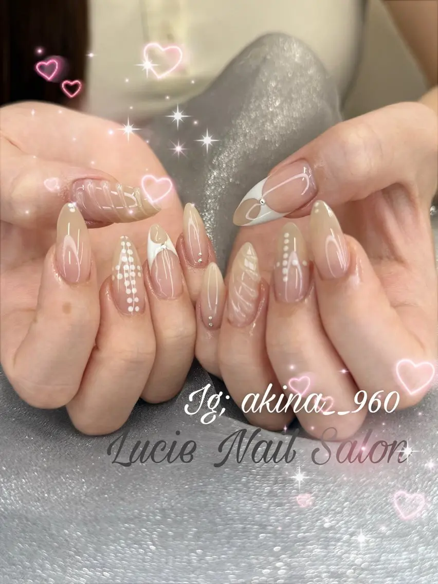 ネイル フットネイル 氷ネイル・うるうるネイル マットネイル ニュアンスネイル リボン ハンドネイル Akina Nailのネイルデザイン