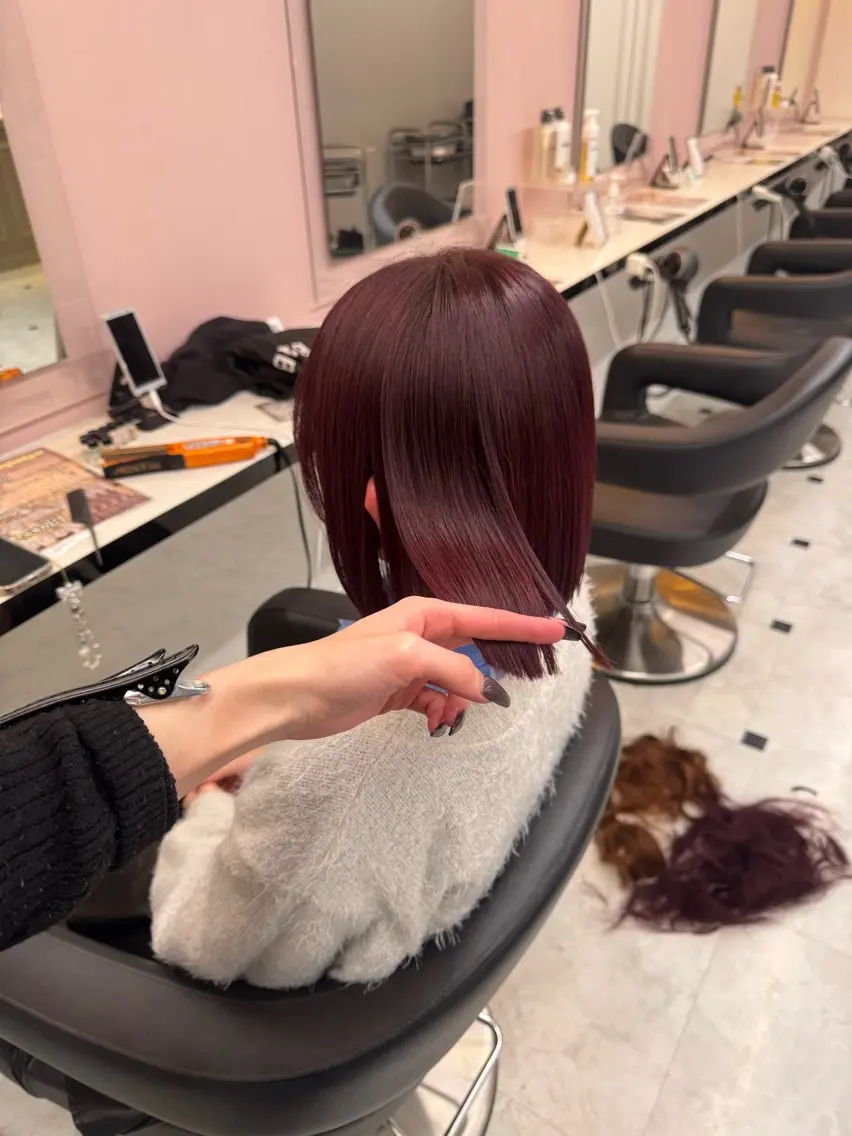 ショート ヘアカラー トリートメント ヘッドスパ ヘアセット ♥️韓国風透明感 暖色misa♥️のヘアスタイル