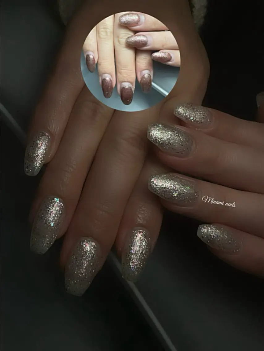 ネイル アートネイル オーロラネイル ガーリー キラキラネイル 韓国ネイル Minami Nailsのネイルデザイン