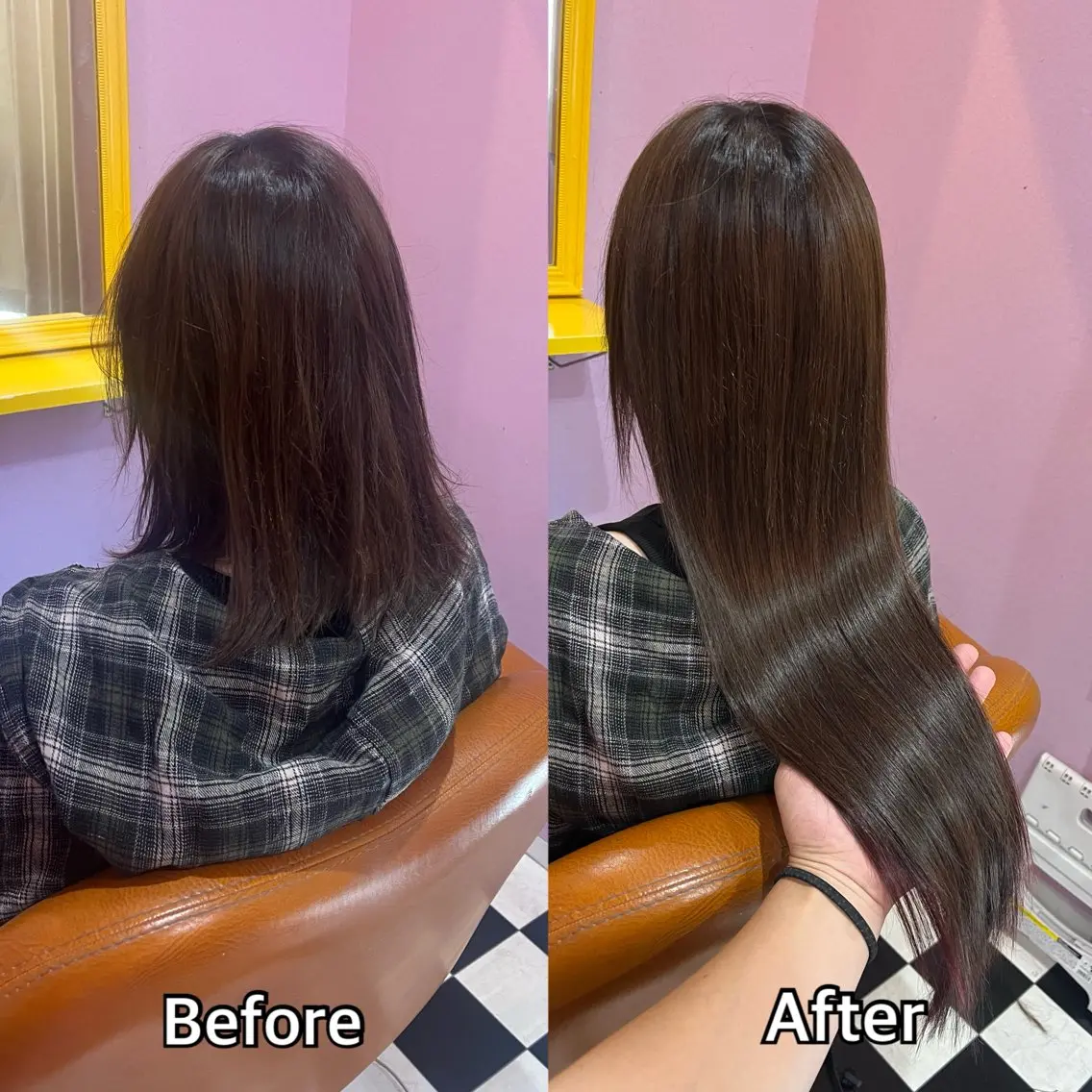 ロング カラー＋ちび編み込み エクステ梅田🐨のヘアスタイル