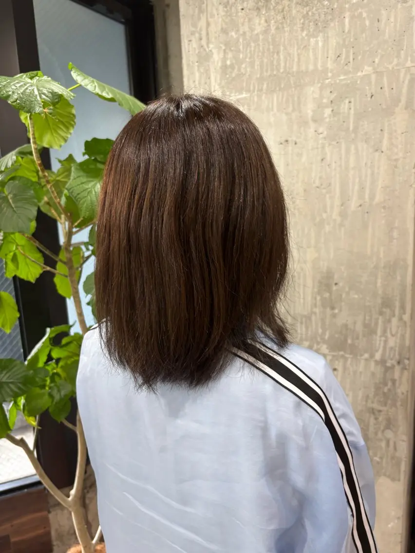 ミディアム カラー オレンジ ヘアカラー 小川 まりのヘアスタイル