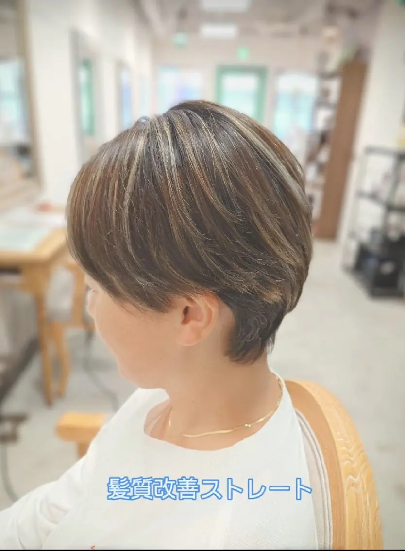 ショート パーマ 髪質改善 酸性ストレート ストレートパーマ tico 🌱shiori🌱のマツエク・マツパデザイン