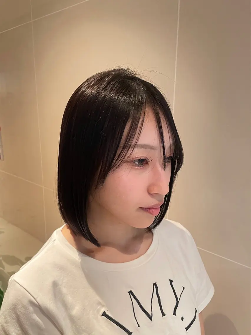 ショート パーマ ボブ 縮毛矯正 カット 縮毛矯正 トリートメント 縮毛矯正/レイヤー 🌙児玉光瑠のヘアスタイル
